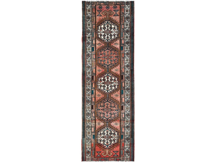 3'5" x 10'2" Vintage Hand Knotted Brown Wool Runner Oriental Rug - MOA10285988