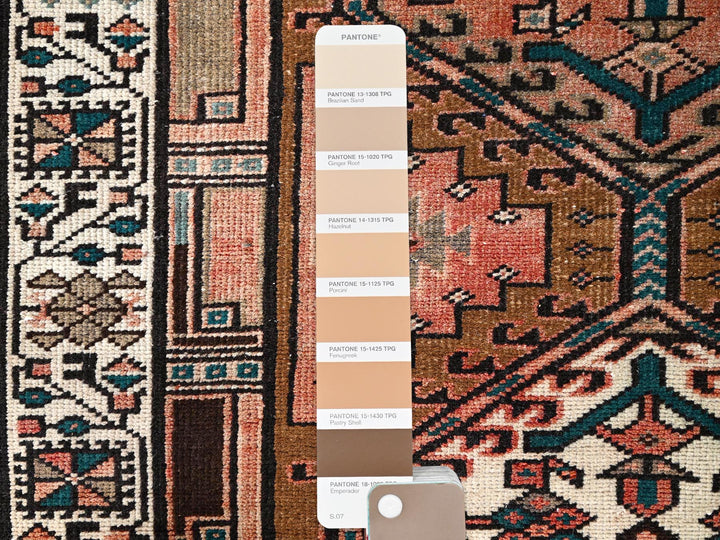 3'5" x 10'2" Vintage Hand Knotted Brown Wool Runner Oriental Rug - MOA10285988