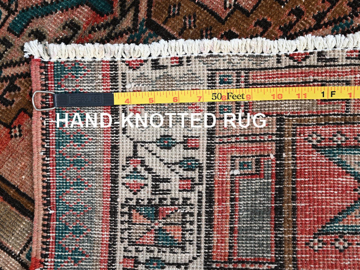 3'5" x 10'2" Vintage Hand Knotted Brown Wool Runner Oriental Rug - MOA10285988