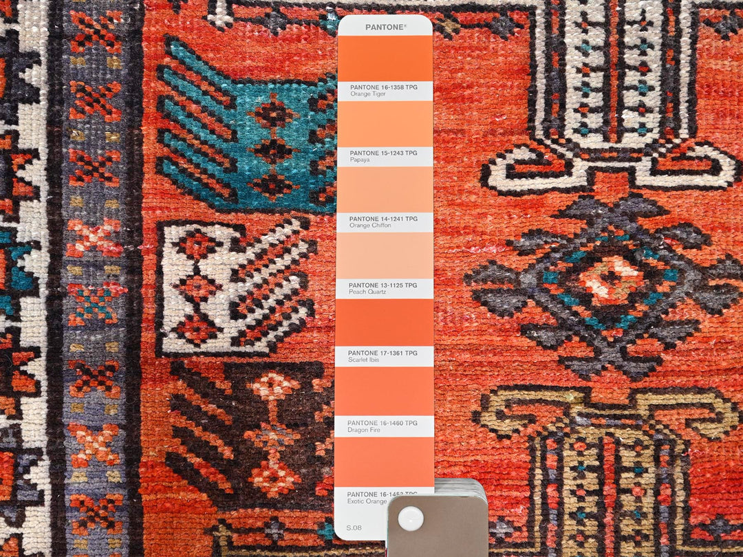 3'5" x 9'8" Vintage Hand Knotted Orange Wool Runner Oriental Rug - MOA10285989