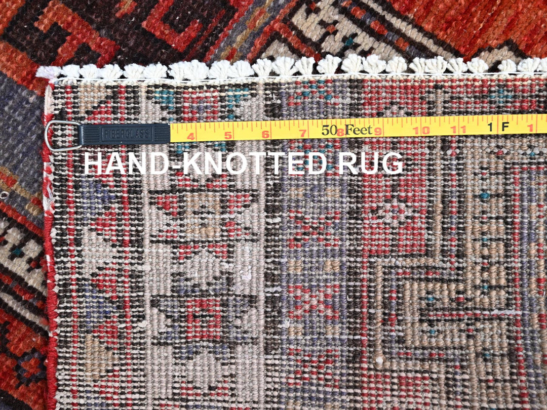 3'5" x 9'8" Vintage Hand Knotted Orange Wool Runner Oriental Rug - MOA10285989
