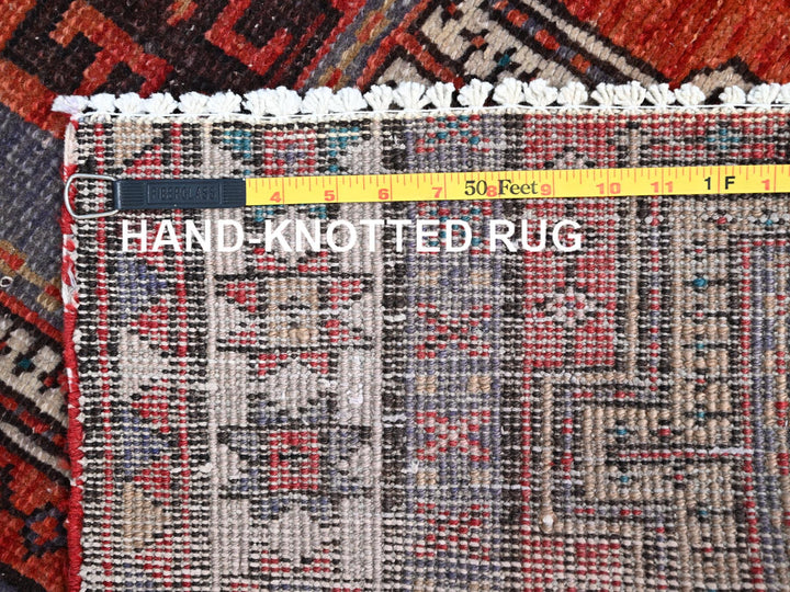 3'5" x 9'8" Vintage Hand Knotted Orange Wool Runner Oriental Rug - MOA10285989