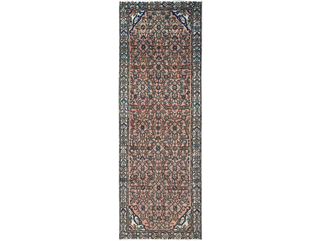 3'2" x 9'3" New Hand Knotted Brown Wool Runner Oriental Rug - MOA10285990