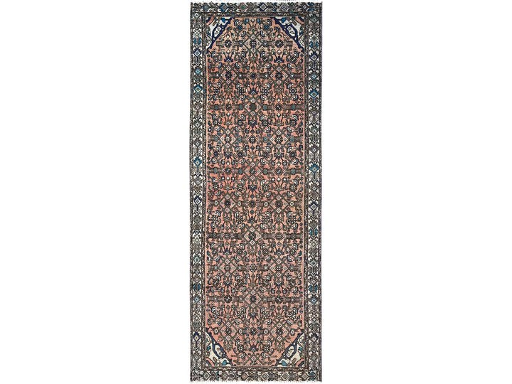 3'2" x 9'3" New Hand Knotted Brown Wool Runner Oriental Rug - MOA10285990