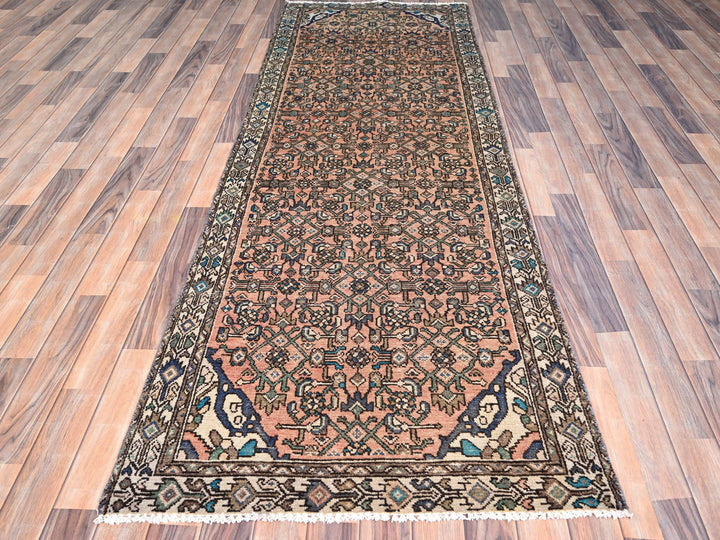 3'2" x 9'3" New Hand Knotted Brown Wool Runner Oriental Rug - MOA10285990