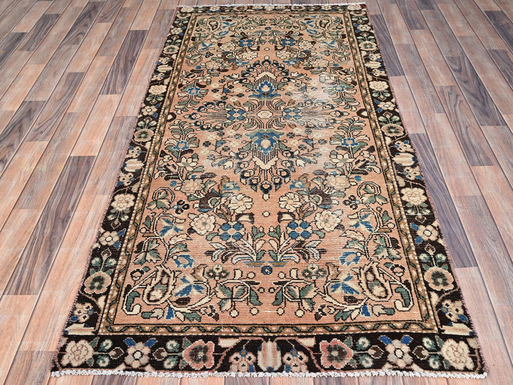3'2" x 6'7" Vintage Hand Knotted Brown Wool Runner Oriental Rug - MOA10286000