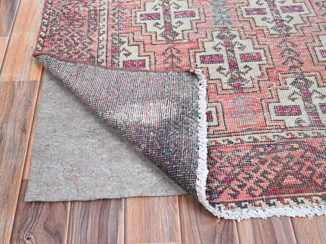 3'2" x 10'9" Vintage Hand Knotted Pink Wool Runner Oriental Rug - MOA10286007