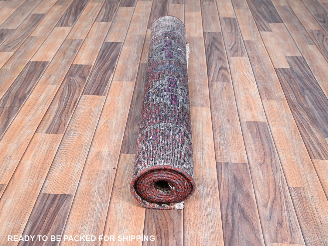 3'2" x 10'9" Vintage Hand Knotted Pink Wool Runner Oriental Rug - MOA10286007