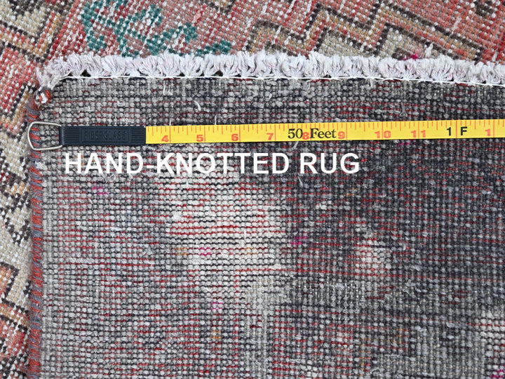 3'2" x 10'9" Vintage Hand Knotted Pink Wool Runner Oriental Rug - MOA10286007