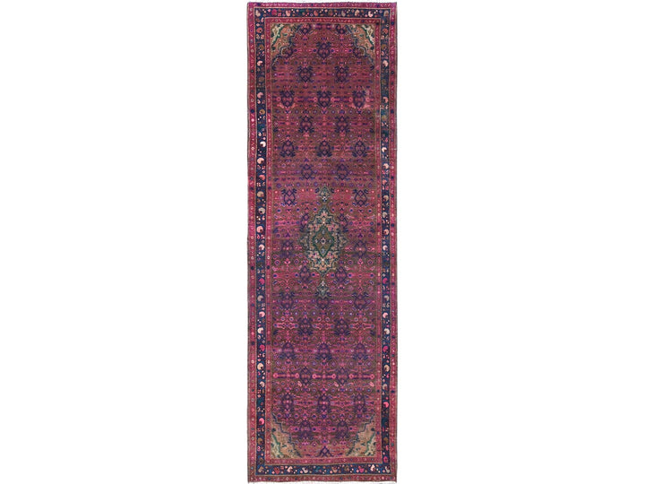 3'4" x 10'8" New Hand Knotted Overdyed Wool Runner Oriental Rug - MOA10286015