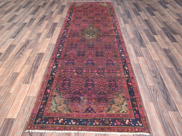 3'4" x 10'8" New Hand Knotted Overdyed Wool Runner Oriental Rug - MOA10286015