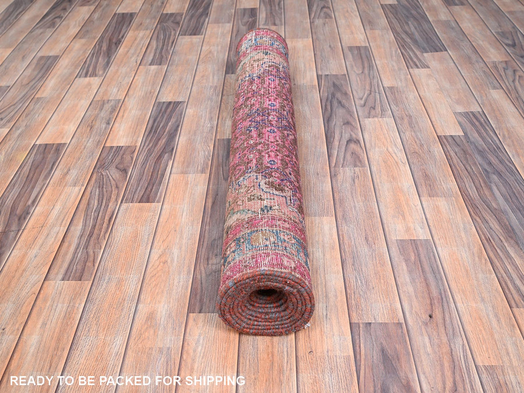 3'4" x 10'8" New Hand Knotted Overdyed Wool Runner Oriental Rug - MOA10286015