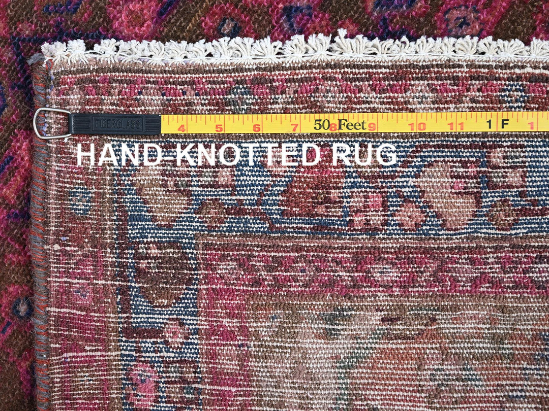 3'4" x 10'8" New Hand Knotted Overdyed Wool Runner Oriental Rug - MOA10286015