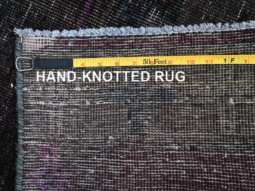 3'2" x 11'11" Vintage Hand Knotted Overdyed Wool Runner Oriental Rug - MOA10286016