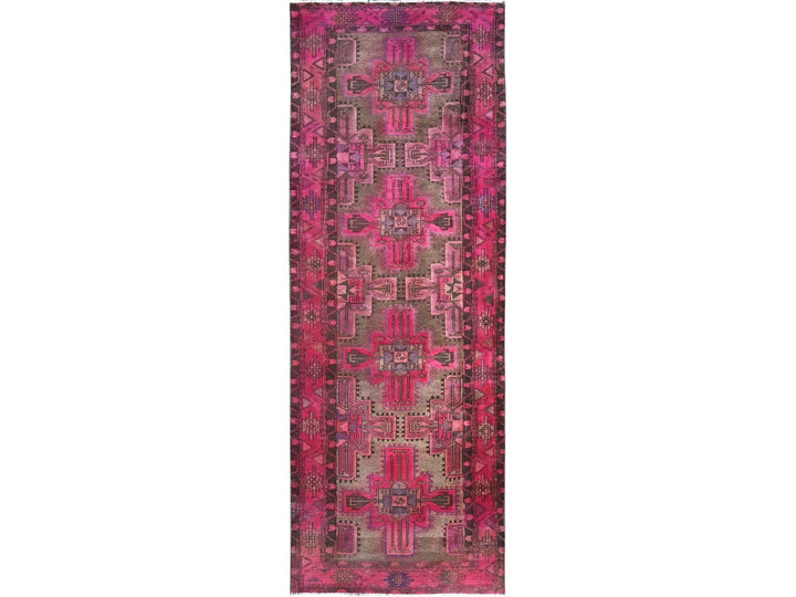 3'4" x 9'8" New Hand Knotted Overdyed Wool Runner Oriental Rug - MOA10286018