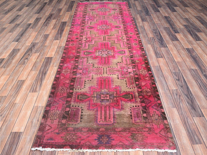 3'4" x 9'8" New Hand Knotted Overdyed Wool Runner Oriental Rug - MOA10286018