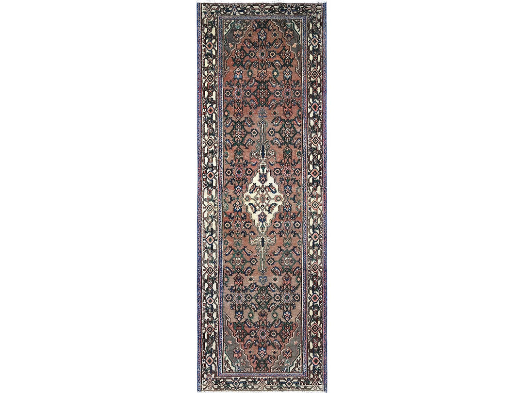 3'4" x 10'1" New Hand Knotted Brown Wool Runner Oriental Rug - MOA10286020