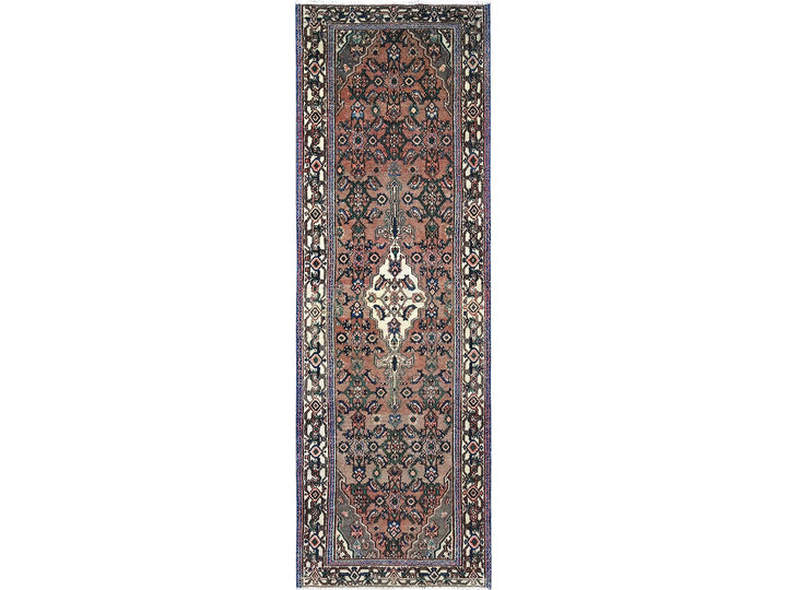 3'4" x 10'1" New Hand Knotted Brown Wool Runner Oriental Rug - MOA10286020
