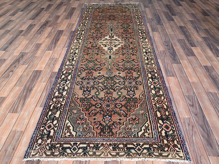 3'4" x 10'1" New Hand Knotted Brown Wool Runner Oriental Rug - MOA10286020