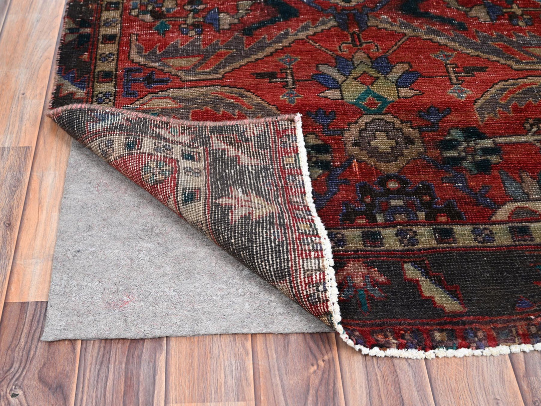 3'4" x 10'5" Vintage Hand Knotted Red Wool Runner Oriental Rug - MOA10286024