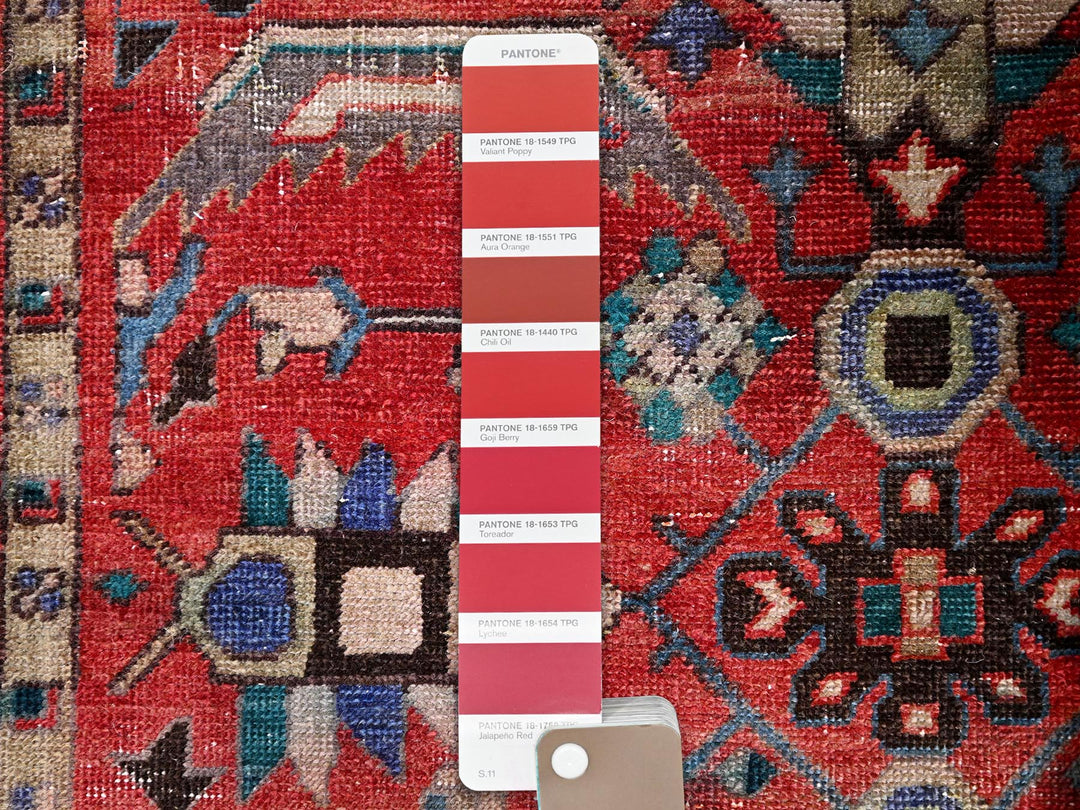 3'4" x 10'5" Vintage Hand Knotted Red Wool Runner Oriental Rug - MOA10286024