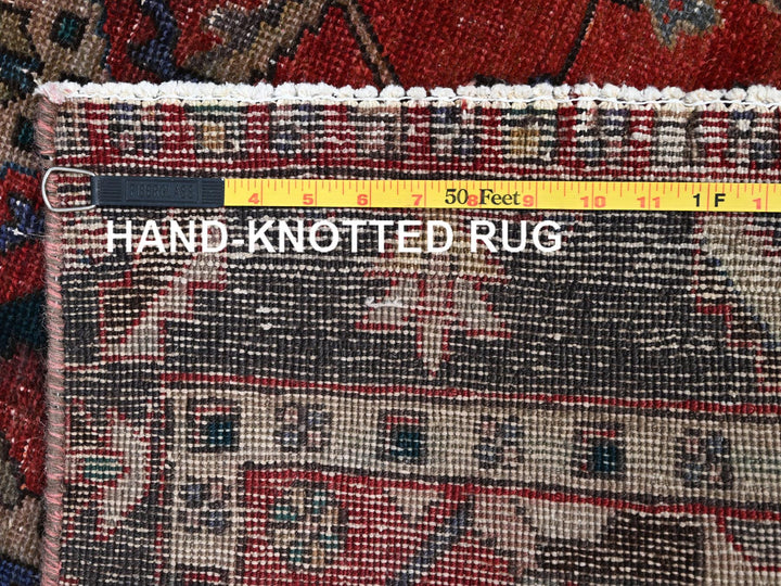 3'4" x 10'5" Vintage Hand Knotted Red Wool Runner Oriental Rug - MOA10286024