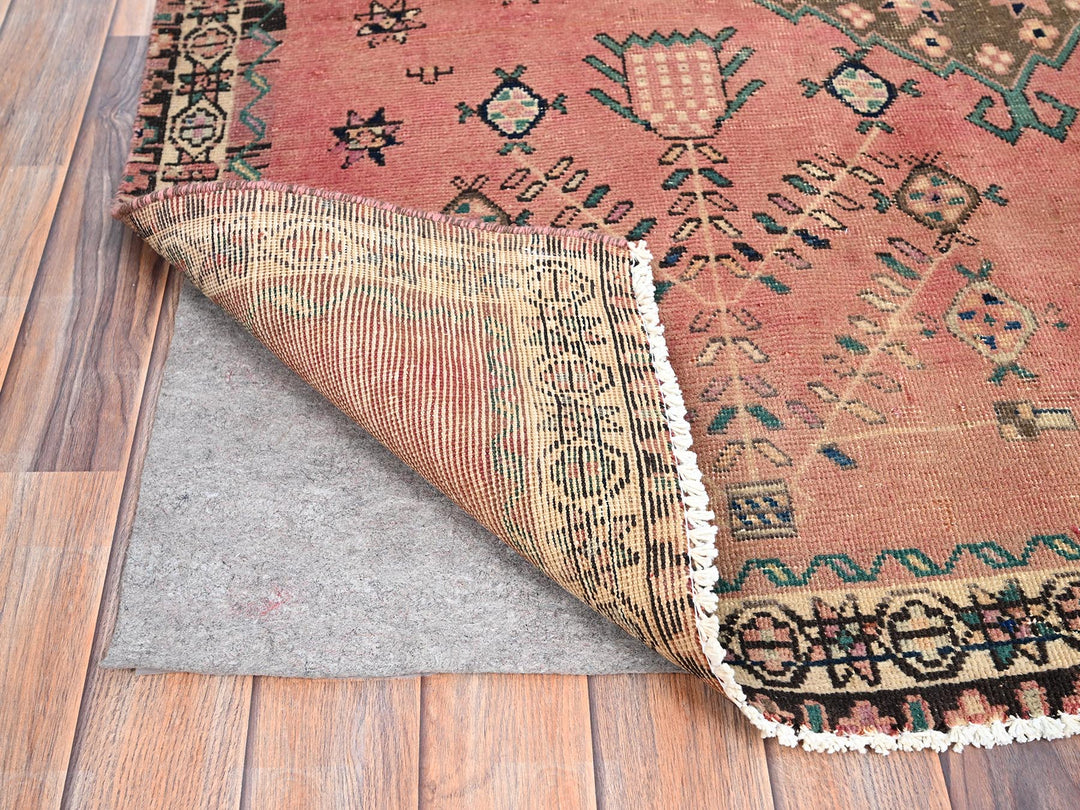 4'10" x 5'10" Vintage Hand Knotted Pink Wool Rectangle Oriental Rug - MOA10286052