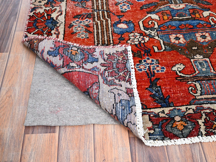3'11" x 5'10" New Hand Knotted Red Wool Rectangle Oriental Rug - MOA10286054