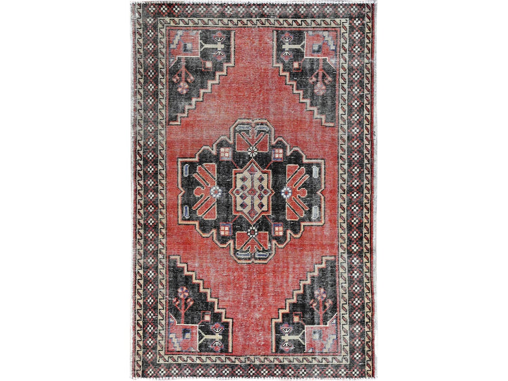 3'10" x 5'11" New Hand Knotted Red Wool Rectangle Oriental Rug - MOA10286055