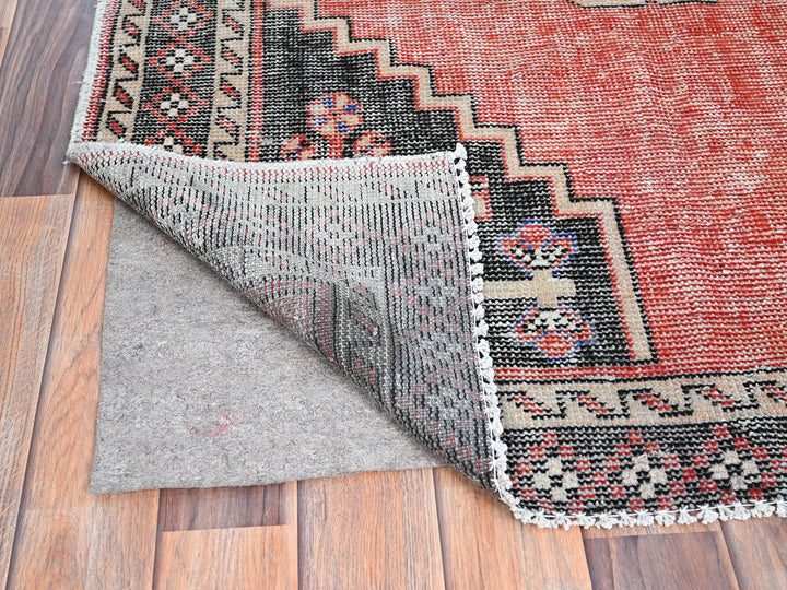 3'10" x 5'11" New Hand Knotted Red Wool Rectangle Oriental Rug - MOA10286055