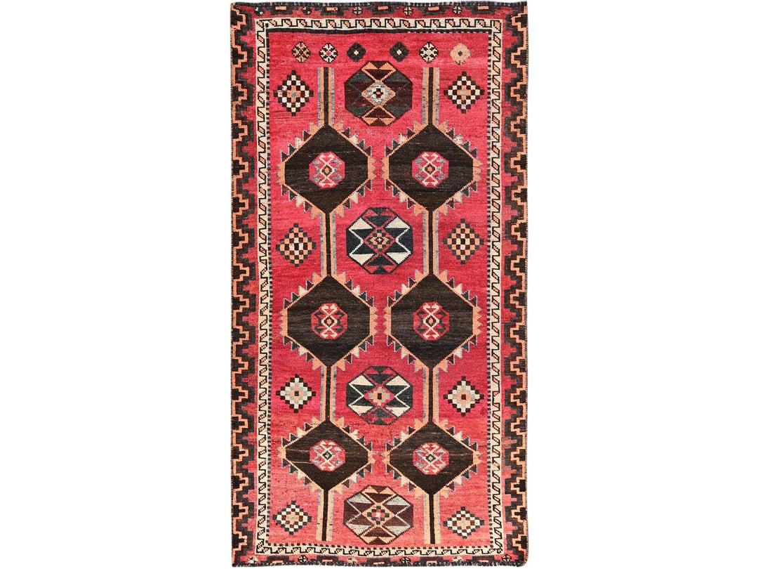 3'5" x 6'10" Vintage Hand Knotted Red Wool Rectangle Oriental Rug - MOA10286062