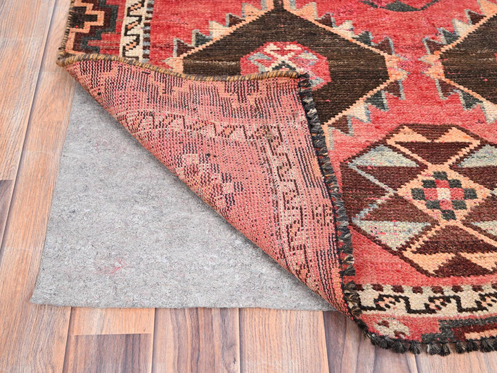 3'5" x 6'10" Vintage Hand Knotted Red Wool Rectangle Oriental Rug - MOA10286062