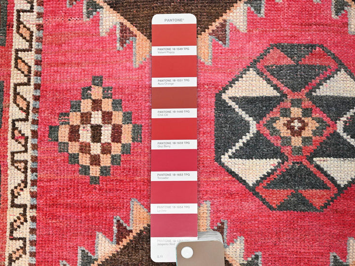 3'5" x 6'10" Vintage Hand Knotted Red Wool Rectangle Oriental Rug - MOA10286062