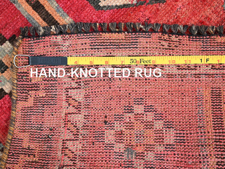 3'5" x 6'10" Vintage Hand Knotted Red Wool Rectangle Oriental Rug - MOA10286062