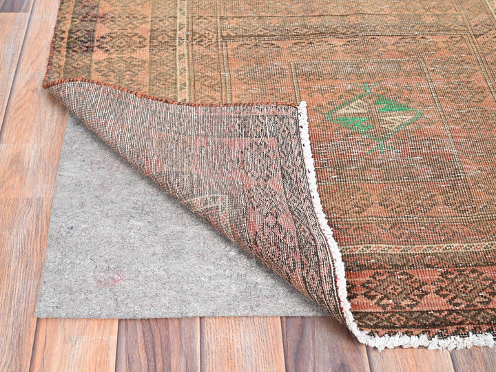 3'0" x 6'7" Vintage Hand Knotted Brown Wool Rectangle Oriental Rug - MOA10286063