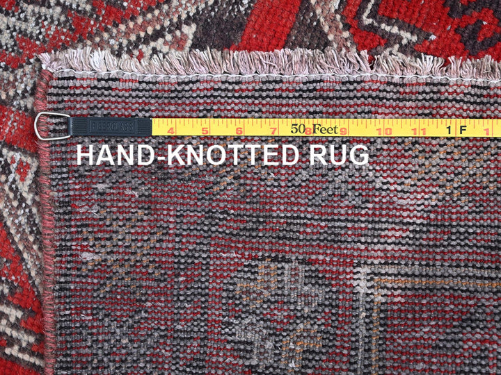 4'0" x 6'5" Vintage Hand Knotted Red Wool Rectangle Oriental Rug - MOA10286068