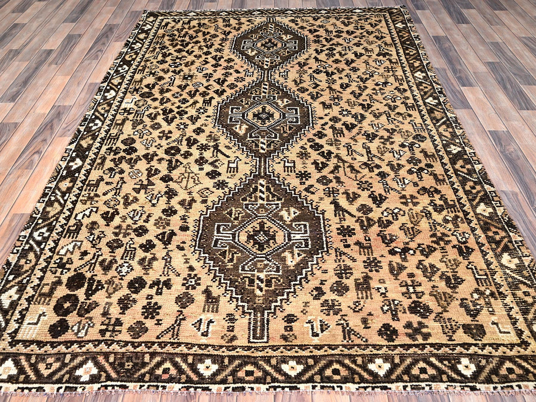 5'8" x 8'7" New Hand Knotted Brown Wool Rectangle Oriental Rug - MOA10286088