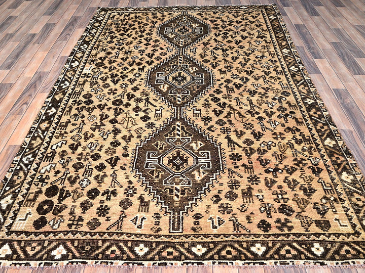 5'8" x 8'7" New Hand Knotted Brown Wool Rectangle Oriental Rug - MOA10286088