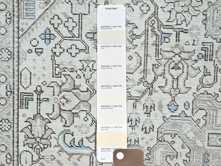 6'5" x 9'1" Vintage Hand Knotted Ivory Wool Rectangle Oriental Rug - MOA10286095