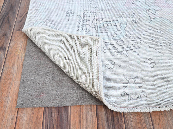 6'2" x 8'8" Vintage Hand Knotted Ivory Wool Rectangle Oriental Rug - MOA10286097