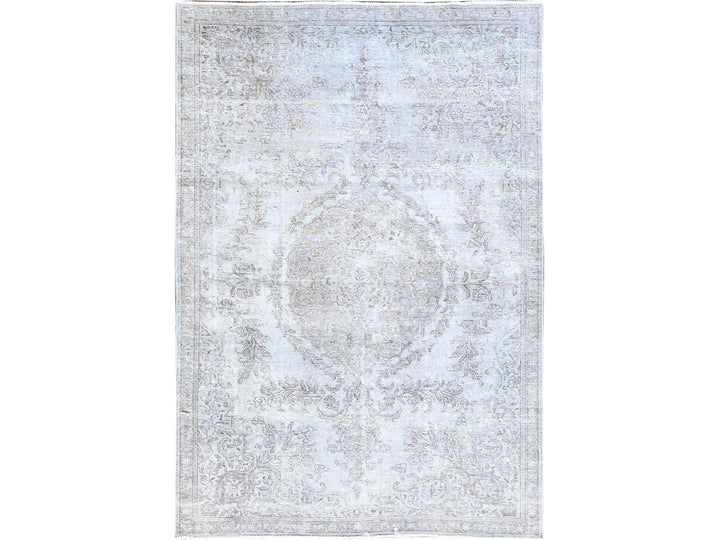 6'3" x 9'6" Vintage Hand Knotted Grey Wool Rectangle Oriental Rug - MOA10286098