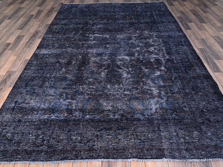 6'5" x 10'3" Vintage Hand Knotted Overdyed Wool Rectangle Oriental Rug - MOA10286110