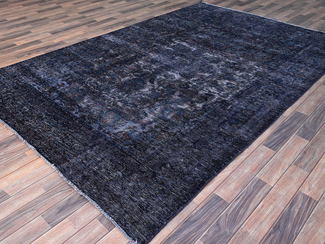 6'5" x 10'3" Vintage Hand Knotted Overdyed Wool Rectangle Oriental Rug - MOA10286110