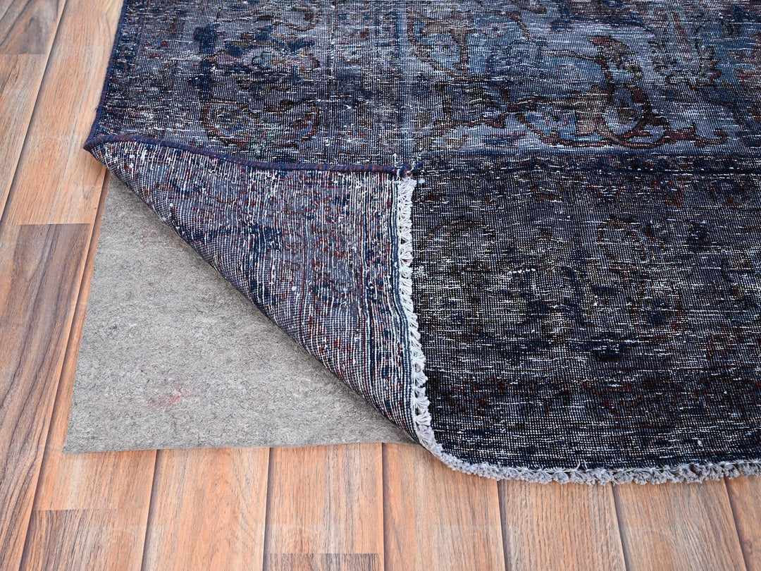 6'5" x 10'3" Vintage Hand Knotted Overdyed Wool Rectangle Oriental Rug - MOA10286110