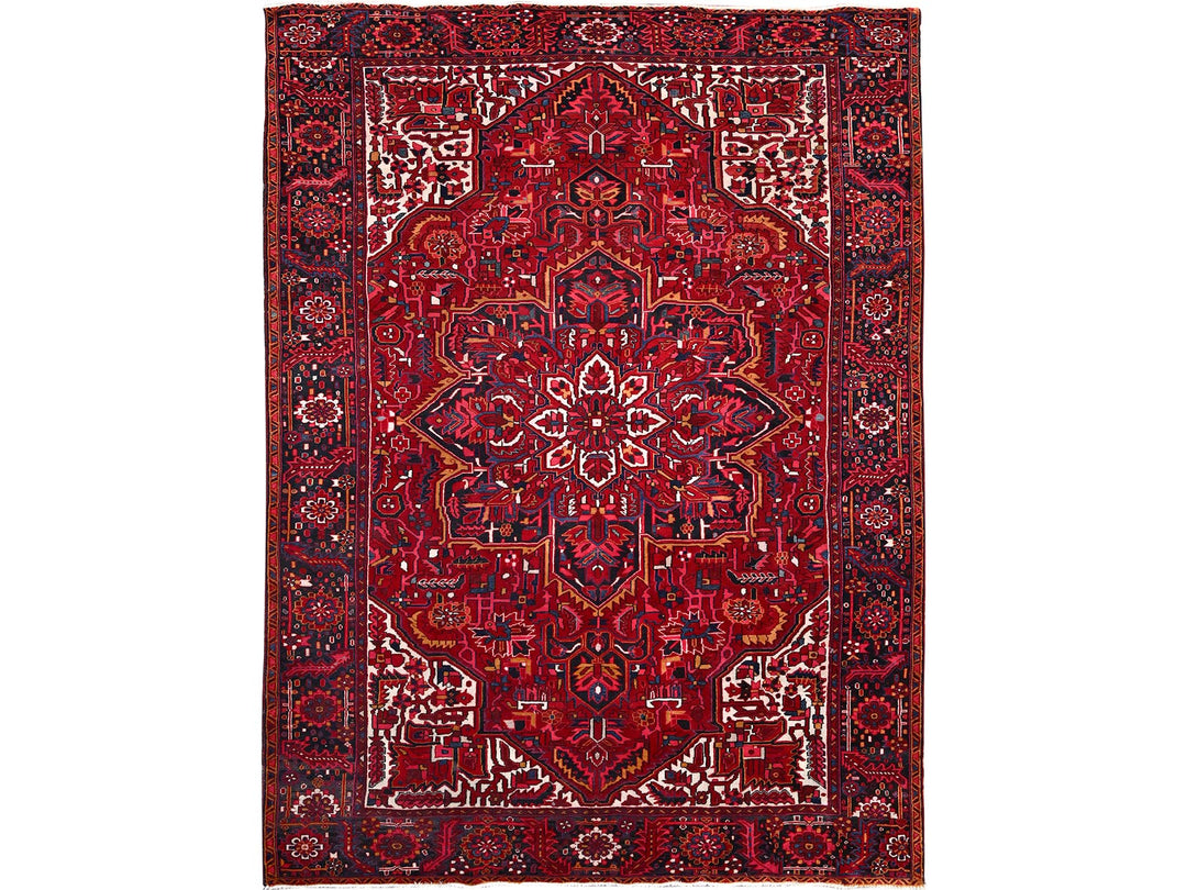 9'7" x 12'6" Vintage Hand Knotted Red Wool Rectangle Oriental Rug - MOA10286143