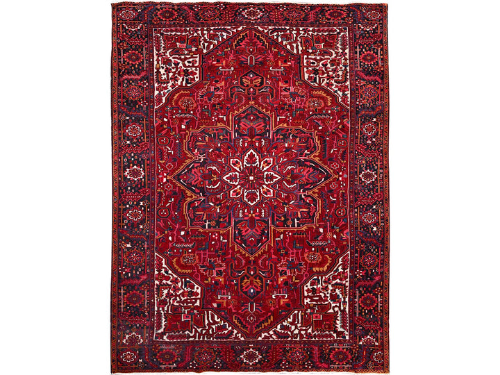 9'7" x 12'6" Vintage Hand Knotted Red Wool Rectangle Oriental Rug - MOA10286143