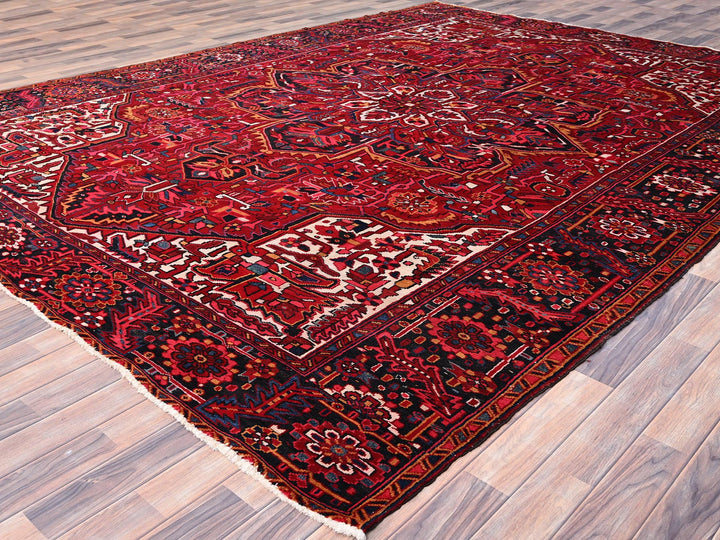9'7" x 12'6" Vintage Hand Knotted Red Wool Rectangle Oriental Rug - MOA10286143