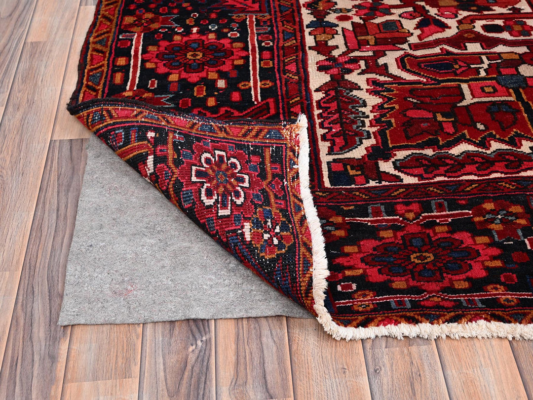 9'7" x 12'6" Vintage Hand Knotted Red Wool Rectangle Oriental Rug - MOA10286143
