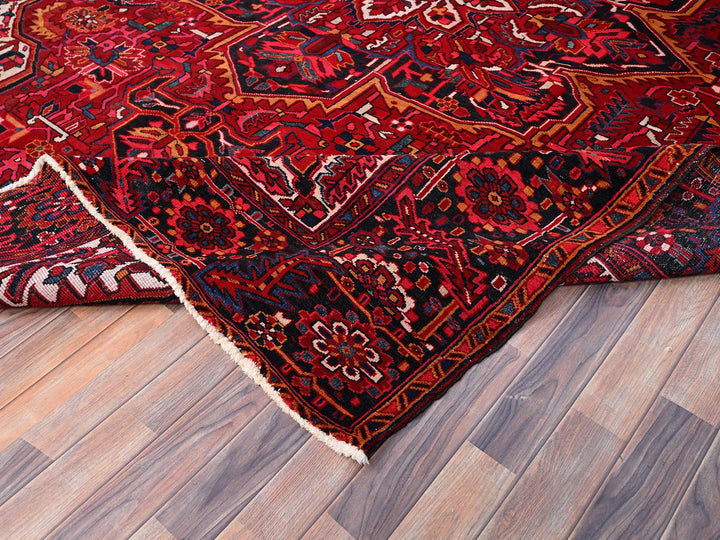 9'7" x 12'6" Vintage Hand Knotted Red Wool Rectangle Oriental Rug - MOA10286143