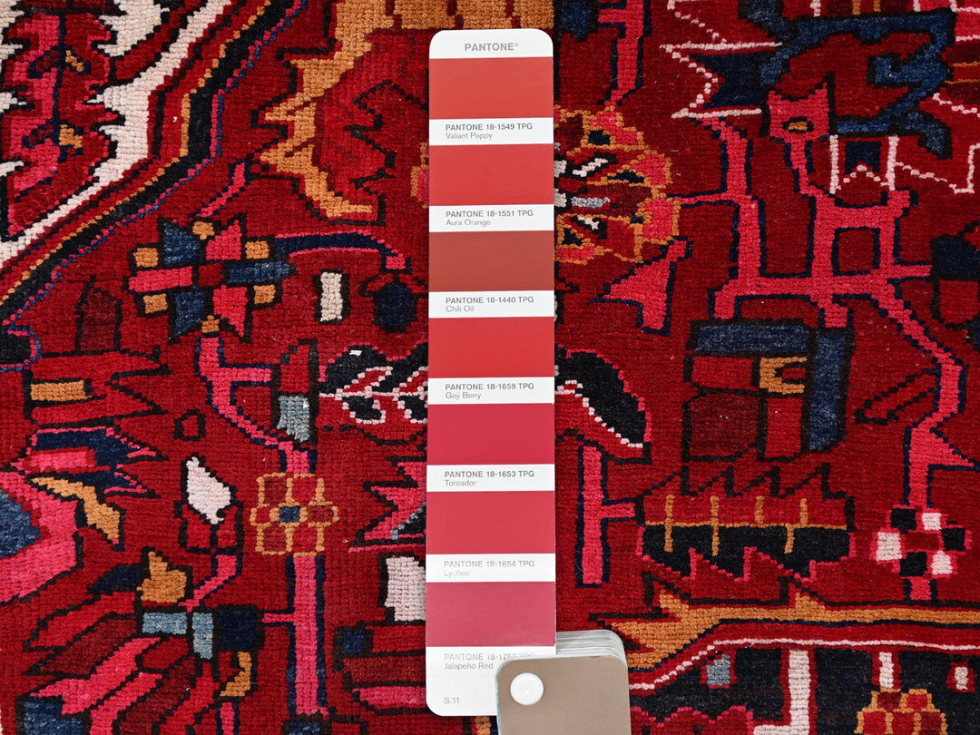 9'7" x 12'6" Vintage Hand Knotted Red Wool Rectangle Oriental Rug - MOA10286143